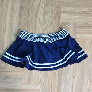 Navy Blue Swim Skirt with White Stripes Small